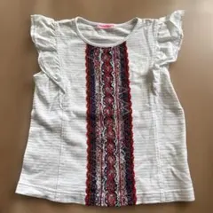 familiar 刺繍フリル袖Tシャツ 130