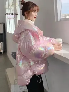 ダウンジャケット❤️パーカー　クリスタル　カラフル　軽量　暖かい　上品　かわいい