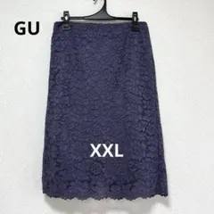 ☆新品タグ付☆GU レースタイトスカート/ブルー/XXL大きいサイズ/ジーユーのサムネイル