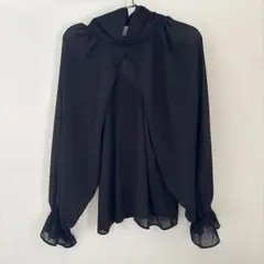 シフォン ブラック 長袖ブラウス