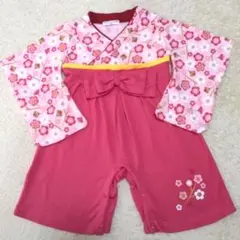 ベビー袴 ロンパース 女の子 80 お食い初め お宮参り お正月 初節句 ピンク