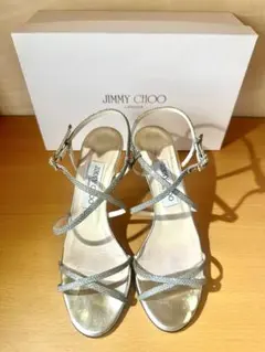 Jimmy Choo サンダル 37.5 ゴールド ストラップ 使用感あり 箱付