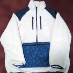 WORKMAN フリースジャケット ホワイト×ネイビー サイズ：LL 防寒