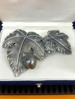 彫金作家 絋 K18 SILVER 南洋黒蝶真珠 ブローチ 24.9g