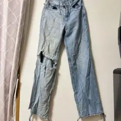 AMERICAN EAGLE ダメージデニム ワイドレッグ【L】