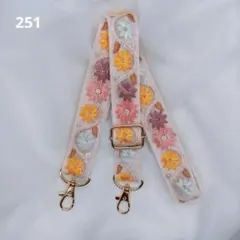 花柄刺繍 スマホショルダーストラップ　ピンク　251