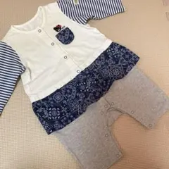 ミキハウスダブルビー ロンパース・カバーオール ペイズリー柄 バンダナ柄　女の子