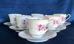 ノリタケ　コンテンポラリー　ティーカップ&ソーサー　６客セット　パンジー　レトロ