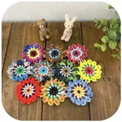 【214】小花のモチーフつなぎ(Opal毛糸)/手編みマルチカバー ハンドメイド