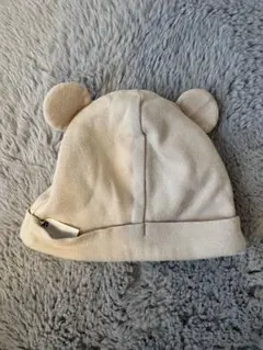 クマ耳付きベビー帽子 ONE SIZE