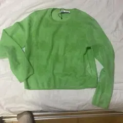 ZARA グリーン 長袖 トップス Lサイズ　90s ネオンカラー