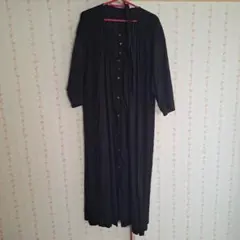 ブラック 刺繍入り ロングシャツワンピースのサムネイル