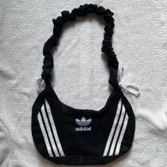 adidas ブラック リメイク　古着　バッグ　デニム　　再構築