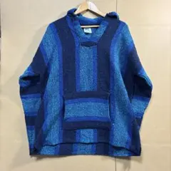 古着　メキシカンパーカー　青系　アメカジ
