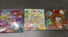 未使用　平成レトロ　フレークシール3種類　くま(ビッグシール1枚＋シール70枚)