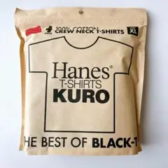 Hanes ヘインズ KURO XL クルーネック Tシャツ 黒 ブラック 無地