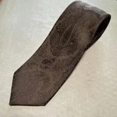 フェアファクス ペイズリー織りソリッドタイ（ダークブラウン無地）