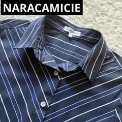 ナラカミーチェ NARACAMICIE シャツ 7分袖 紺×グレー サイズ1　M