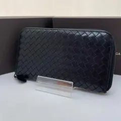 美品　ボッテガヴェネタ　イントレチャート　ラウンドファスナー　パープル　長財布 BOTTEGA VENETA ボッテガヴェネタ イントレチャート ラウンド