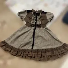 axes kids 半袖ワンピース 130cm ブラウンチェック