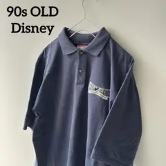 90sOLDDisneyオールドディズニーポロシャツメンズ半袖ネイビー紺Lのサムネイル