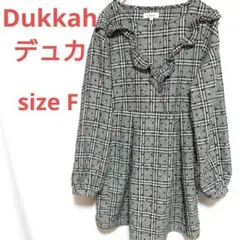 Dukkah デュカ トップス チュニック フリル付き ドット柄 size F