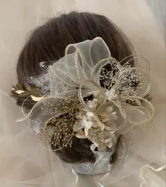 成人式　前撮り　ブライダル　髪飾り　水引フラワー＆リボン