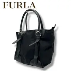 フルラ FURLA ナイロン レザー トートバッグ ブラック 肩掛け可 軽量のサムネイル