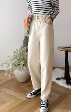 クラシカルエルフ　ハイウエストテーパードパンツ　　ギャザーウエスト　M 　綿