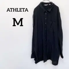ATHLETA 【M】長袖シャツ　ブラック　シルク100%