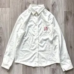 サンリオ ハローキティ 刺繍 長袖ブラウス 白 L 襟付き シンプル 透け感