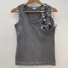 vingtrois ボーダー タンクトップ フリル装飾のサムネイル