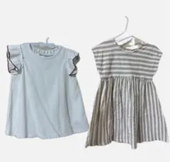 新品同様品/2点セット/ユニクロ/トップス/ワンピース/ノースリーブ/80/90のサムネイル