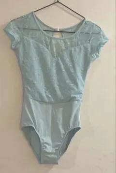 水色ブルーレーストップバレエ大人レオタードMサイズバスポケット付き