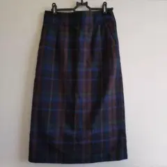レディース　チェック　ロング　タイトスカート（青・緑・茶色）秋冬