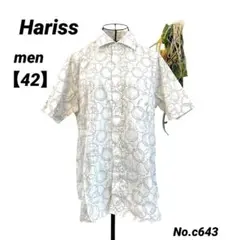 ハリス Hariss 半袖シャツ　42/L〜LL メンズ　幾何学的模様　薄手のサムネイル