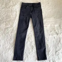 【H&M】エイチアンドエム スキニーデニム M ブラック ダメージ ストレッチ