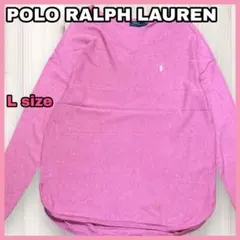 ポロラルフローレン RALPH LAUREN Ｖネック 長袖ニット 薄手 ピンク