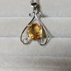 シトリン ハートフレームペンダント