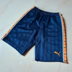 PUMA プーマ　ストライプ　ネイビー オレンジ　　ジャージハーフパンツ