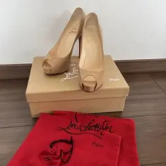 クリスチャンルブタン　オープントゥ プラットフォーム パンプス ヌード