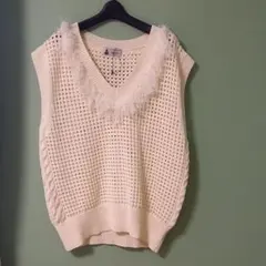 leur logette Fancy wool vest ニットベスト ピンク leur logette Fancy wool vest ニットベスト ピンク