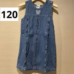 【美品】ミニーマウス デニムジャンバースカート 120cm ディズニーランド