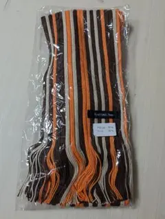 縦柄ストライプニットマフラー　暖色系