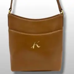 kitamura キタムラ レザー ショルダーバッグ ブラウン Kロゴ ゴールドのサムネイル