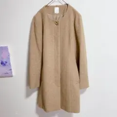 テチチ　ノーカラーコート　ロングコート　ベージュ