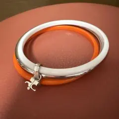 Courreges21 3連 ブレスレット バングル　ホワイト×オレンジのサムネイル