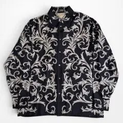90s GIANNI VERSACE バロック 総柄 ロゴ シルク シャツのサムネイル