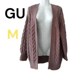 GU ケーブルニットカーディガン M ブラウン
