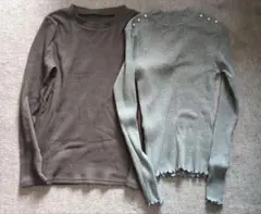 長袖カットソー2枚セット　グレー系